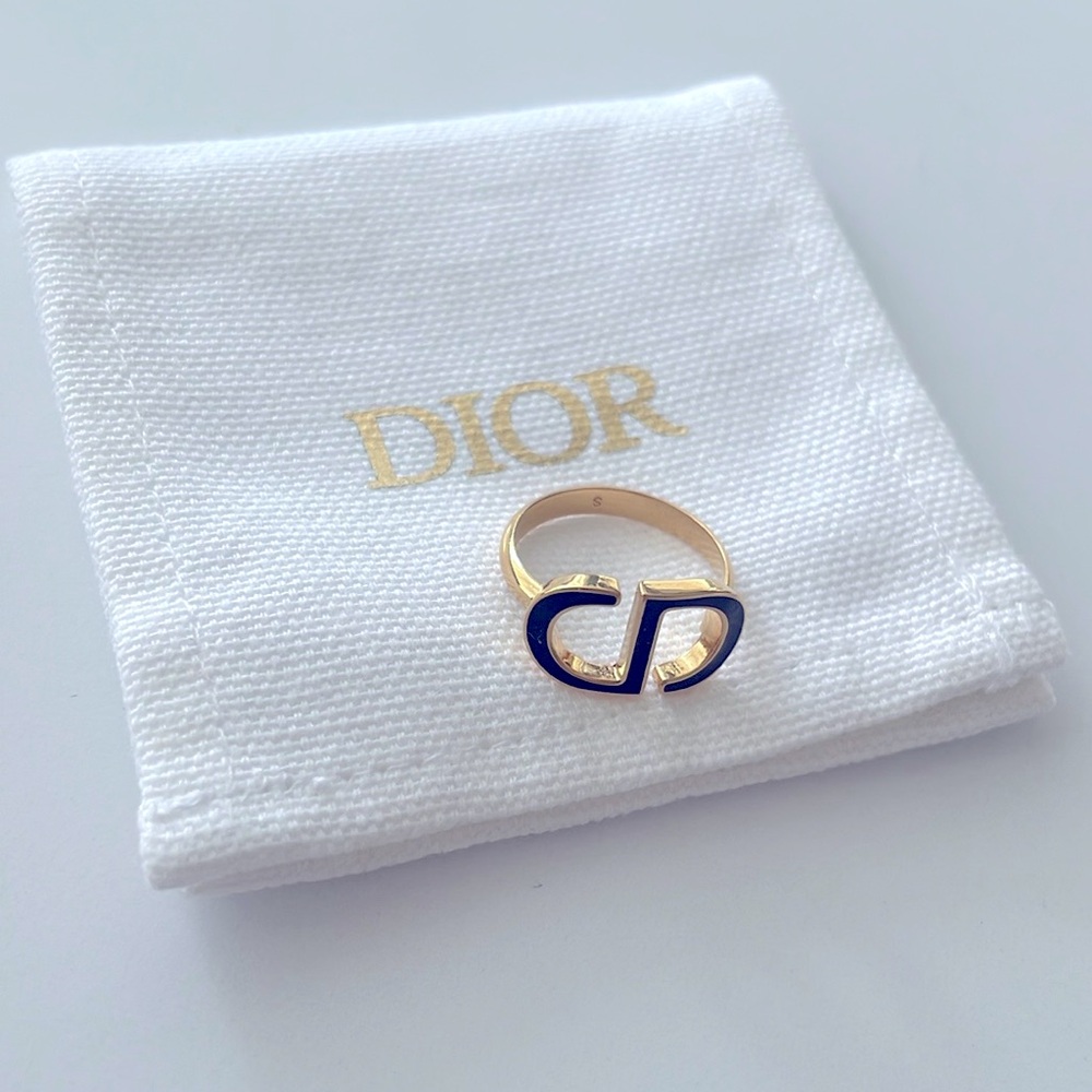 Dior black enamel 30 Montaigne ring, size small
